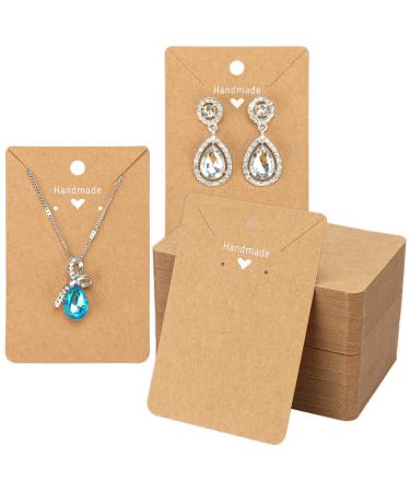 100Pcs Kraft Earring Cards Necklace Display Cards Brown Paper Ear Studs Display Cards Personalized Jewelry Cards for Selling Hanging Earring and Necklace DIY Crafts and Retail(3.5x2.4) Kraft*100pcs