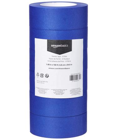 Amazon Basics Blue Painters Tape  1.9 Inches x 180 Feet - Set of 6 Rolls 1.88 x 180'