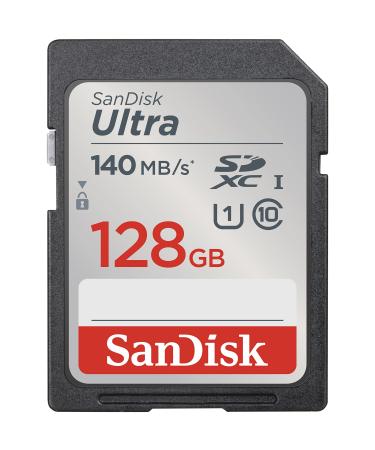 SanDisk 128GB Ultra SDXC UHS-I Memory Card - Up to 140MB/s, C10, U1, Full HD, SD Card - SDSDUNB-128G-GN6IN Memory Card Only 128GB