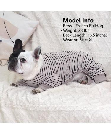 KYEESE Stretchy Dog Pajamas for Small Dogs - Striped 4 Legged Jumpsuit for Hair Shedding Cover - XL - Ivory Brown - Buy Online on SooperMarket.com