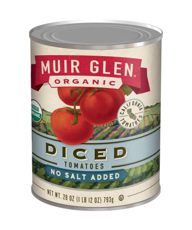 Muir Glen Organic No Salt Added Diced Tomatoes, 28 oz (Pack of 12) 1.75 Pound (Pack of 12)