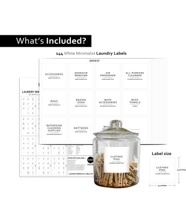 Dekluttr 144 Minimalist Laundry Labels for Linen & Laundry Room Organization - Buy Online on SooperMarket.com