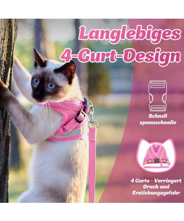 Supet Cat Dishes & Breaking-Safe Leash - Soft Vest for Kittens & Small Dogs (Chihuahua) - Pink Size L (Chest 38-43 cm) - Buy Online on SooperMarket.com
