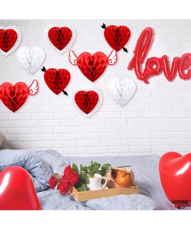 KatchOn Valentines Day Hanging Hearts - Pack of 9 | Valentine Honeycomb Hearts for Valentines Day Decorations | Red Paper Hearts for Valentine Hearts Decorations | Valentines Day Party Decorations - Buy Online on SooperMarket.com