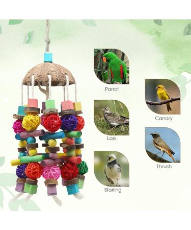 MQUPIN Big Bird Parrot Toy - Multi-Color Natural Wooden Blocks for Caciques Gray Parrots Macaws & Amazons - Climbing Chewing & Cleaning Fun - Buy Online on SooperMarket.com