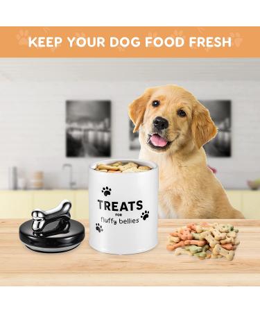 Fluffy Bellies Dog Treat Jar - 5 Cup Black White Ceramic Container - Farmhouse Dog Cookie Canister - Rustic Pet Food Jar - Buy Online on SooperMarket.com