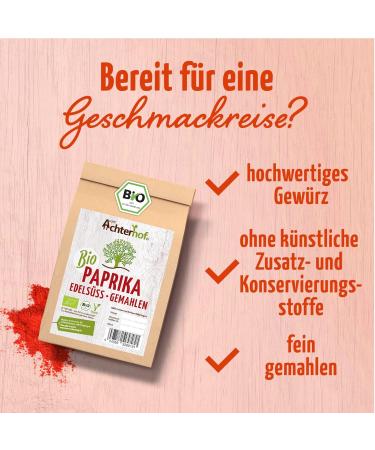 Organic Paprika Powder 500g | Noble-Sweet & Mild Picante Spice for Hearty Dishes | Premium Quality from Achterhof - Buy Online on SooperMarket.com
