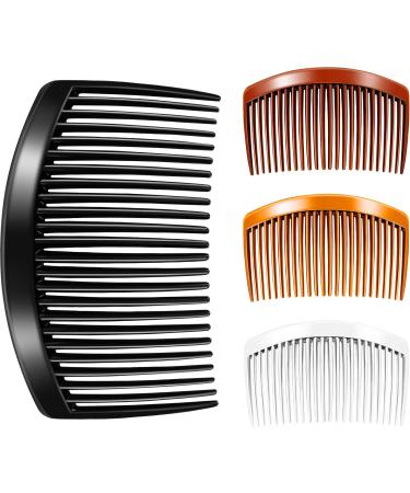 4 Pieces Plastic Side Hair Twist Comb French Twist Comb Teeth Hair Side Combs Hair Clips with 23 Teeth for Fine Hair Accessories Women Girls 4 Colors