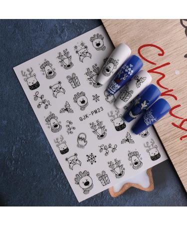 JMEOWIO Glitter Christmas Nail Stickers - 10 Sheets Snowflake Xmas Winter Holiday Deer Design Decals for Nail Art - Buy Online on SooperMarket.com