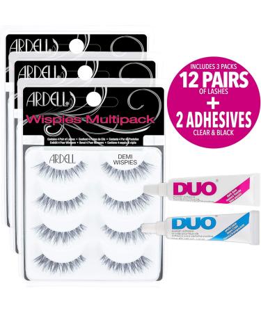 Ardell Multipack Lashes Demi Wispies - 12 pairs & duo eyelash glue Dark & Clear 5 Count - Buy Online on SooperMarket.com