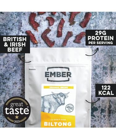 Ember Snacks Biltong - High Protein Beef Snack (2x250g Original) - Premium British & Irish Beef - Healthy 2 Pack - Buy Online on SooperMarket.com