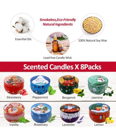 Fragrance Candle Gift Set - 100% Natural Soy Candles for Christmas Mother's Day Yoga & Aromatherapy | 8-Pack - Buy Online on SooperMarket.com