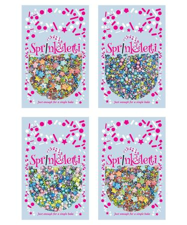 Sprinkletti - Sprinkle Mixes - Favourites Themed Box of 4 pouches - Cake Topper Sprinkles - 4 x 30g Edible Cupcake Decorations - Perfect for Secret Santa gifts Christenings & Parties