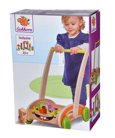 Eichhorn 100001833 play and walker - partially assembled - with 35 colorful wooden building blocks - 39 x 26 x 48 cm Single