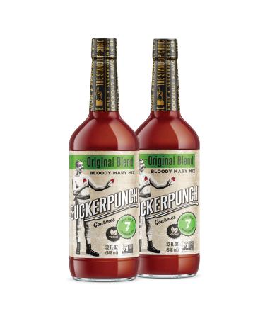 SuckerPunch Gourmet Bloody Mary Mix - 32 Ounce - Original Flavor (2-Pack) - Cocktail Mix - Vegan - Non-GMO Classic 32 Fl Oz