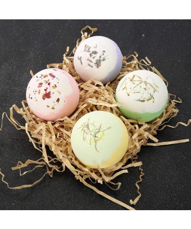 4Pcs Handmade Natural Bath Bombs Gift Set | Lush Bubble Bath for Kids Men & Women - Ideal for Relaxation & Self-Care - Buy Online on SooperMarket.com