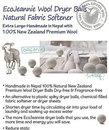 Buy Eco-Friendly Wool Dryer Balls (4 Pack) - XL Natural Fabric Softener & Static Guard - 100% New Zealand Wool - Buy Online on SooperMarket.com