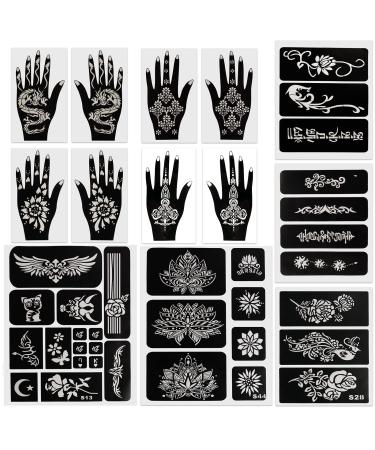 Kapopi Henna Tattoo Stencil Kit , Henna sexy temporary tattoo stickers For Women, girls and teenagers Body Art Painting (Henna Tattoo Kit B)