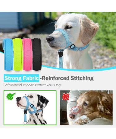 Weesiber Medium Blue Soft Dog Collar - Adjustable Padded Halter with Reflective Strips for Safe Training & Walking - No Pull Design - Buy Online on SooperMarket.com