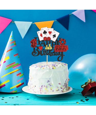 Cyodoos1PCS Casino Cake Decoration Dice Poker Chips Cupcake Cake Topper Playing Cards Vegas Theme Cupcake Toppers Decorations Poker Night Party Supplies Black - Buy Online on SooperMarket.com