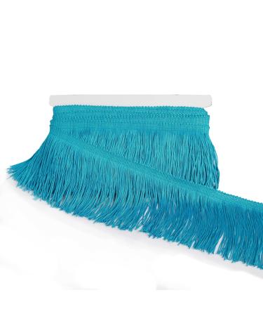 HedongHexi Chainette Fringe Trim 5 Yard x 4 Inches Fabric Trims Tassel Sewing for DIY Decoration Clothes Accessories Latin Wedding Dress Blue 4"-5Yards/R