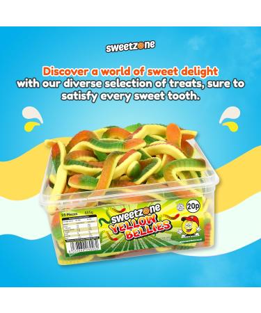 Sweetzone Yellow Belly Snakes Tub Filled With Gummy Snakes Snacks Fun For The Entire Family | 742g of Yellow Bellies Halal Jelly Sweets | Experience The Taste of a Mixed Fruit Yellow Belly Treat - Buy Online on SooperMarket.com