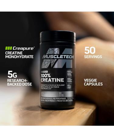 MuscleTech Platinum 100% Creatine | MuscleTech | Creapure | Muscle + Strength Builder for Men & Women | Workout Recovery Supplement | 100 Vegan Capsules | 50 Servings - Buy Online on SooperMarket.com