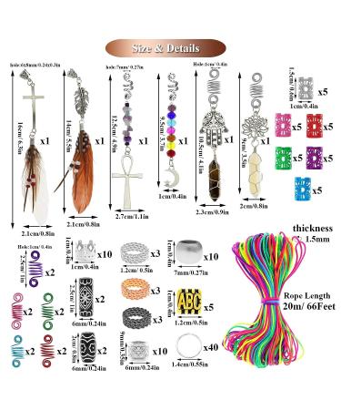 RechicGu Silver 134 Pcs Dreadlocks Loc Accessories with 7 Chakras Crystal Copper Wire Wrapped Gemstone - Hair and Beard Jewelry Set - Buy Online on SooperMarket.com