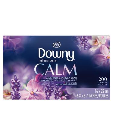 Downy Infusions Dryer Sheets Laundry Fabric Softener, Calm Scent, Lavender & Vanilla Bean, 200 Count Dryer Sheets, 200 Count