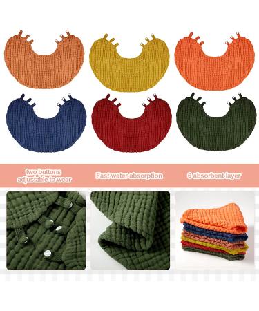 Large 20 x 10 Inch Muslin Baby Bibs & Burp Cloths Set - 6 Pack Multi-Color Washcloths for Boys & Girls - Absorbent Layers & Soft Muslin Face Towels (Chic Color) - Buy Online on SooperMarket.com