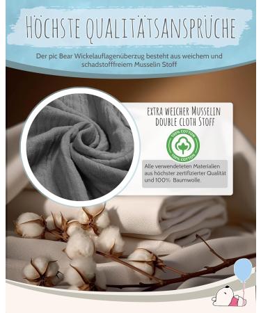 Buy Bear Changing Mat Cover 75x85cm | 100% Muslin Cotton Soft & Protective for Babies - Granite Color - Buy Online on SooperMarket.com