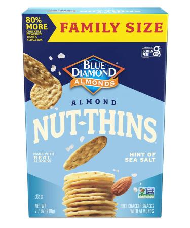 Blue Diamond Almonds Nut-Thins Gluten Free Cracker Crisps, Hint Of Sea Salt, Family Size, Sea Salt, 7oz Almond 7.7 Ounce (Pack of 1)