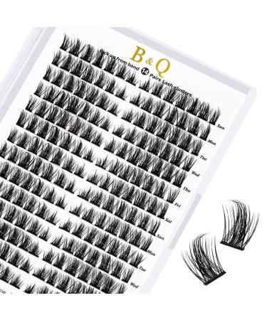 Cluster Lashes 72 Clusters B&Q Lash Clusters D Curl Individual Cluster Lashes Natural Eyelash Clusters DIY Lash Extensions Soft Fluffy Cluster Eyelash Extensions (B22-D-MIX) D-MIX B 22