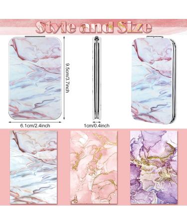 Compact Magnifying Travel Mirror Set - Double Sided 1X/2X Magnification, Marble Design - Perfect Gift for Women, Girls, Graduation, Birthday or Christmas - Buy Online on SooperMarket.com