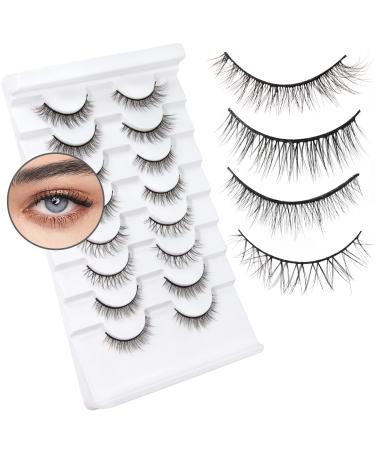 False Eyelashes Natural Look 8 Pairs 4 Styles Strip Lashes Wispy Faux Mink Short Eyelashes Reusable Lightweight Soft Small Fake Eyelashes for Women Natural Makeup 4 Styles False Eyelashes