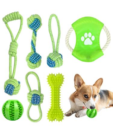 BOMPOW Puppy Teething Toys from 8 Weeks Interactive Dog Rope Toy Natural Cotton Dog Chew Toy 7 Packs