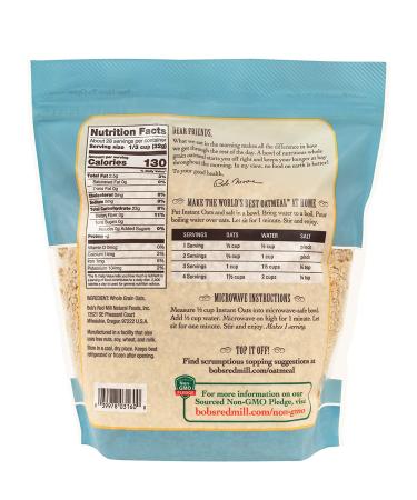 Bob's Red Mill Instant Rolled Oats - 32 Oz Resealable Pack for Quick Breakfast - Buy Online on SooperMarket.com