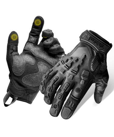 Zune Lotoo Touchscreen Tactical Gloves Full Finger, TPR Impact Protective, Kevlar Lined, EVA Palm Padding, Safety Work Gloves for Men Women Airsoft Shooting Range Paintball Motorcycle black zag6 full finger Medium