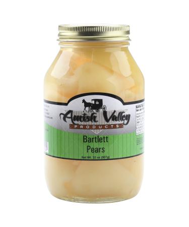 Amish Valley Products Old Fashioned Bartlett Pear Halves Canned Pears Jarred in 32 oz Glass Jar