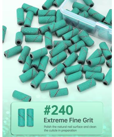 Small Sanding Bands for Nail Drill - 240 Fine Grit 80Pcs Set for Acrylic Nail Gel Removing & Shaping - 3.1mm Mandrel Bit - Green #240 Grit - Buy Online on SooperMarket.com