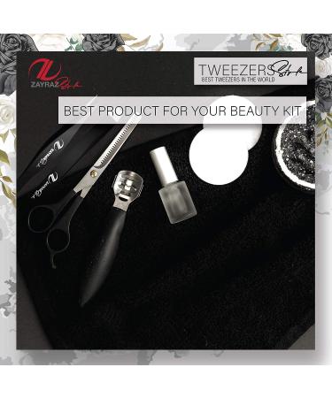 Zayraz Precision Tweezer Set for Ingrown Hair and Splinters - Stainless Steel Slant and Pointed Tweezers for Eyebrow Plucking - Black - Buy Online on SooperMarket.com