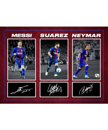 RJR PRINTS Lionel Messi Luis Suarez & Neymar Barcelona Legends Signed A4 Photo Print Pre-Printed Autograph Football Gift