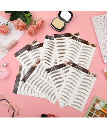 18 Sheets 180 Pairs 4D Hair-Like Eyebrow Tattoo Stickers - Waterproof Peel-Off Brow Transfers for Women - Brown - Buy Online on SooperMarket.com