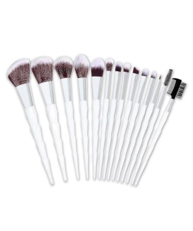 Nicole Miller New York 14pc Complete Makeup Brushes Collection with Zipper Bag Snow Pearl White Ideal Present or Any Occasions Great for Beginners to Professionals