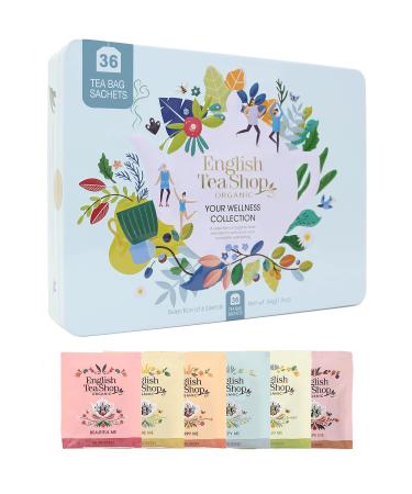 English Tea Shop Organic Your Wellness Collection Gift Tin 36 Tea Bag Sachets - 6 Different Flavours