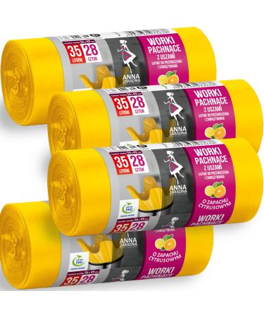 Fragrant garbage bags with handle 35l citrus advantage pack 112 pieces - 56x49cm 13 m 100% recycled Eucertplast - Henkel closure perfect for office & everyday life durable 112 pieces - 35 l - citrus - 13 m
