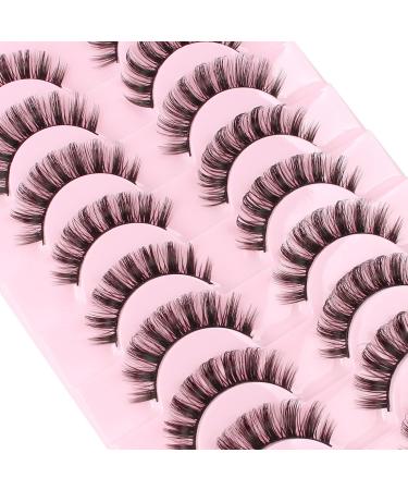 Glowingwin Russian Volume D Curl Hybrid Strip Lashes - 10 Pairs Pack | 3D Curly Faux Mink False Eyelashes | Natural, Fluffy, and Long-Lasting Russian Lashes - Buy Online on SooperMarket.com