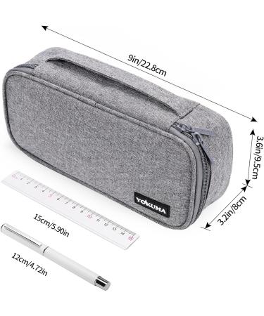 YOKUMA Pencil Case Large Capacity Pencil Pouch Aesthetic Zipper Pencil Box Back to School Supplies for College Student Teen Adults Travel Essentials Electronic Cable Organize Grey - Buy Online on SooperMarket.com