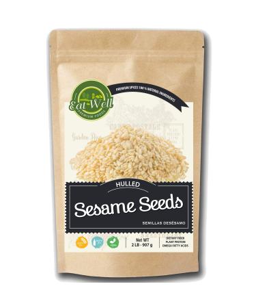 Eat Well Premium Foods - Sesame Seeds, 2 Lbs - 32oz Hulled White Sesame Seeds ( Bulk Spices) - Fresh Hulled Sesame Seeds for Cooking and Baking