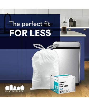 Plasticplace Custom Fit Trash Bags for simplehuman Code Q Bins - 50 Count, White Drawstring Garbage Liners - 13-17 Gallon - 25.25 x 32.75 - Buy Online on SooperMarket.com